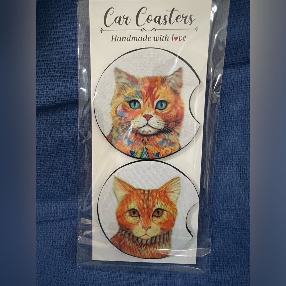 Orange cat car coaster